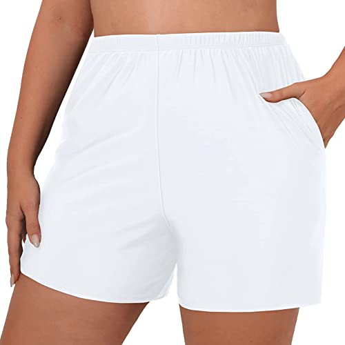 Damen Badeshorts Sommer Boardshorts Kurze Badehose Lässig Bademode Shorts Pocket Klassisch High Waist Schwimmhose Strand Wassersport Strandhose Schwimmshorts mit Gummibund von Generic