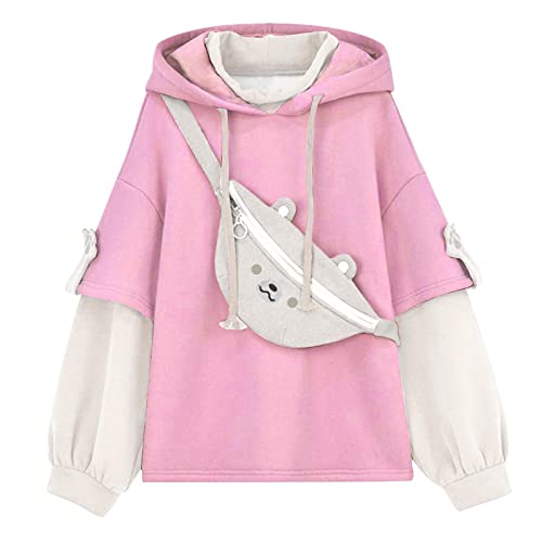 Damen Bär Anime Kapuzenpullover Crewneck Sweatshirt Mädchen Japan Kawaii Hoodie Harajuku Pullover Kpop Streetwear Herbst Hoody Tops mit Kapuzen von Generic