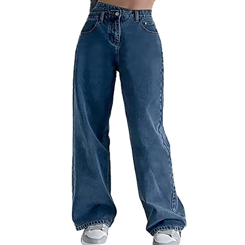 Damen Baggy Jeans Y2K Low Waist Vintage Hose mit Taschen Schlaghose Cargo Pants Fashion Cargohose Streetwear für Frauen Mädchen von Generic