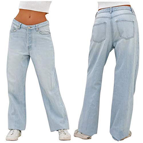 Damen Baggy Jeans Y2K Low Waist Vintage Hose mit Taschen Schlaghose Cargo Pants Fashion Cargohose Streetwear für Frauen Mädchen Damen Baggy Jeans Y2K Low Waist Vintage Hose mit Taschen Schlaghose Cargo Pants Fashion Cargohose Streetwear für Frauen Mädchen von Generic