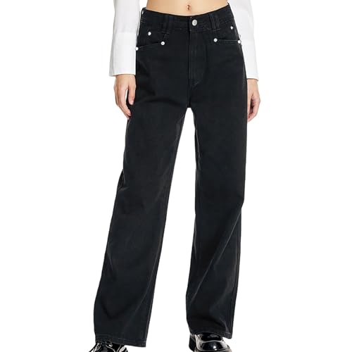 Damen Baggy Jeans Y2K Low Waist Vintage Hose mit Taschen Schlaghose Cargo Pants Fashion Cargohose Streetwear für Frauen Mädchen von Generic