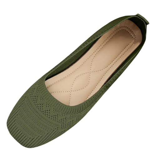 Damen Ballerinas, flach, quadratisch, gestrickt, Slip-On-Mokassins, elegant und leicht, Ballettschuhe, bequem, lässig, ohne Schnürsenkel, Wanderschuhe, grün, 37 EU Damen Ballerinas, flach, quadratisch, gestrickt, Slip-On-Mokassins, elegant und leicht, Ballettschuhe, bequem, lässig, ohne Schnürsenkel, Wanderschuhe, grün, 37 EU von Generic