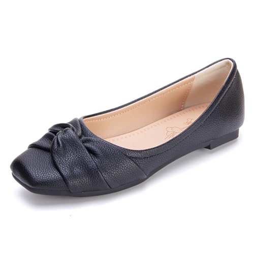 Damen Ballerinas Mit Schleife Quadratische Spitze Strukturiertes Kunstleder Weich Bequem Niedriger Absatz 2cm Gummisohle Erweiterte Größen Mehrfarbig,Schwarz,45 EU Damen Ballerinas Mit Schleife Quadratische Spitze Strukturiertes Kunstleder Weich Bequem Niedriger Absatz 2cm Gummisohle Erweiterte Größen Mehrfarbig,Schwarz,45 EU von Generic