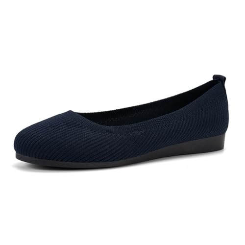 Damen Ballerinas Netzgewebe Schlupfschuh mit runder Spitze Tanzschuhe Flachstrickschuhe Ideal für den Sommeralltag Sport und Tanz(Blue 1,40 EU) von Generic