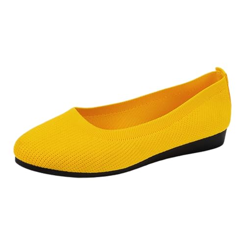 Damen Ballerinas Schlupfschuhe rutschfeste Strick-Sneaker Bequeme Atmungsaktive Sportliche Frauen Flache Schuhe Komfortschuhe Grüne Schuhe Damen Mit Absatz von Generic