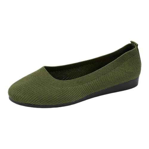 Damen Ballerinas Schlupfschuhe rutschfeste Strick-Sneaker Bequeme Atmungsaktive Sportliche Frauen Flache Schuhe Komfortschuhe Grüne Schuhe Damen Mit Absatz von Generic