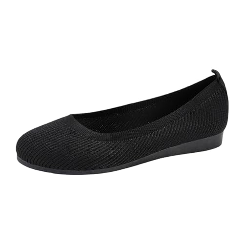 Damen Ballerinas Schlupfschuhe rutschfeste Strick-Sneaker Bequeme Atmungsaktive Sportliche Frauen Flache Schuhe Komfortschuhe Grüne Schuhe Damen Mit Absatz von Generic