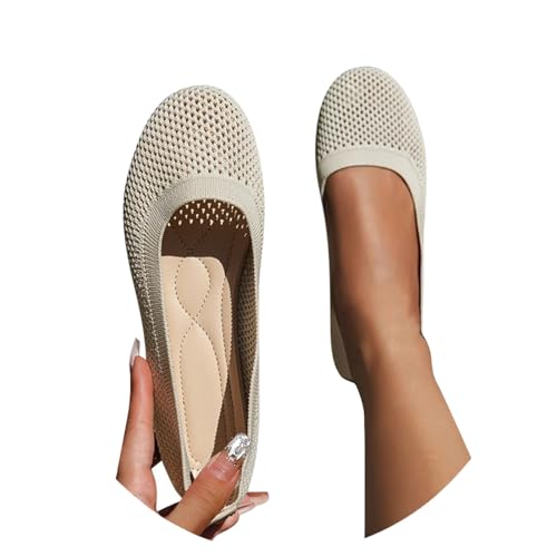 Damen Ballerinas Schlupfschuhe rutschfeste Strick-Sneaker Bequeme Atmungsaktive Sportliche Frauen Flache Schuhe Komfortschuhe S Schuhe Damen Boots Flache Schuhe Damen Elegant Für Kleider von Generic