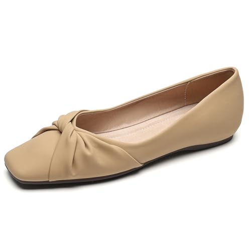Damen Ballerinas mit Rüschen-Schleife - Schlupfdesign, bequemer Casual-Stil für Frühling & Sommer,Khaki,40 EU von Generic