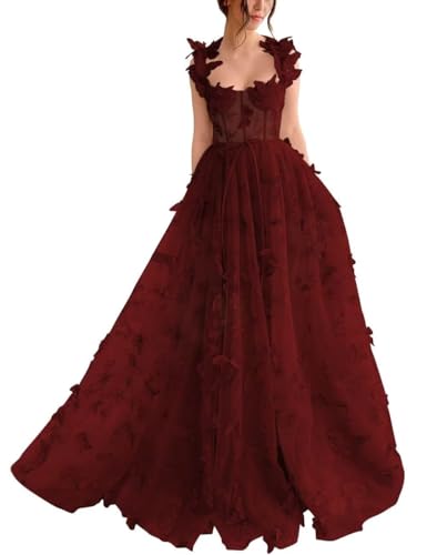 Damen-Ballkleid Aus Tüll Langes Ballkleid Mit Spitzenapplikation 3D-A-Linie Schmetterling Formelles Abend-Partykleid Mit Schlitz Burgundy 3XL Damen-Ballkleid Aus Tüll Langes Ballkleid Mit Spitzenapplikation 3D-A-Linie Schmetterling Formelles Abend-Partykleid Mit Schlitz Burgundy 3XL von Generic