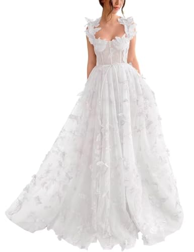 Damen-Ballkleid Aus Tüll Langes Ballkleid Mit Spitzenapplikation 3D-A-Linie Schmetterling Formelles Abend-Partykleid Mit Schlitz Ivory 3XL Damen-Ballkleid Aus Tüll Langes Ballkleid Mit Spitzenapplikation 3D-A-Linie Schmetterling Formelles Abend-Partykleid Mit Schlitz Ivory 3XL von Generic