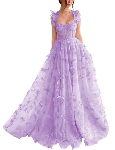 Damen-Ballkleid Aus Tüll Langes Ballkleid Mit Spitzenapplikation 3D-A-Linie Schmetterling Formelles Abend-Partykleid Mit Schlitz Lavender 8XL Damen-Ballkleid Aus Tüll Langes Ballkleid Mit Spitzenapplikation 3D-A-Linie Schmetterling Formelles Abend-Partykleid Mit Schlitz Lavender 8XL von Generic