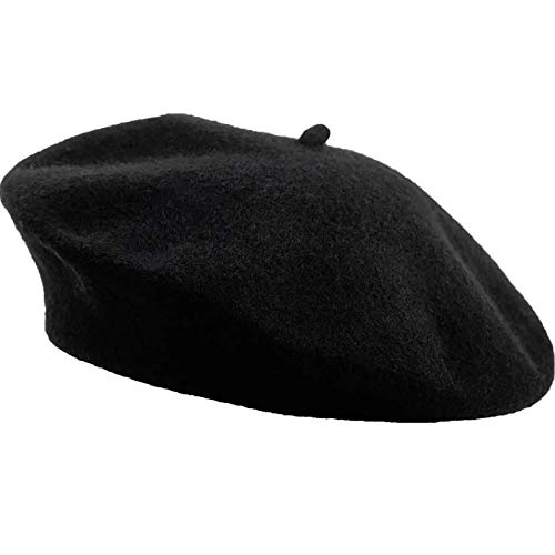 Damen Baskenmützen,Barette Warme Winter Herbst Baskenmütze Unisex Beanie Cap für Mädchen Damen (schwarz) von Generic