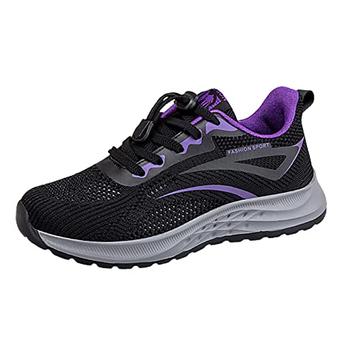 Damen Basketballschuhe Stylisches Mesh-Design mit Schnürung Leicht und Bequeme leichte rutschfest Sportschuhe Belüftungsschlitze Profilsohle Orthopädische Unterstützt Wanderschuhe für (Black, 41) von Generic