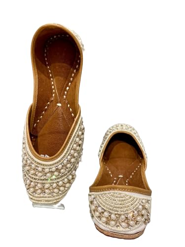 Damen-Bauch, Punjabi, Jutti, Hochzeit, Khussa, Braut, ethnisch, Mojari, Mode, Größe 5–11 DLY, Design B, 38.5 EU von Generic