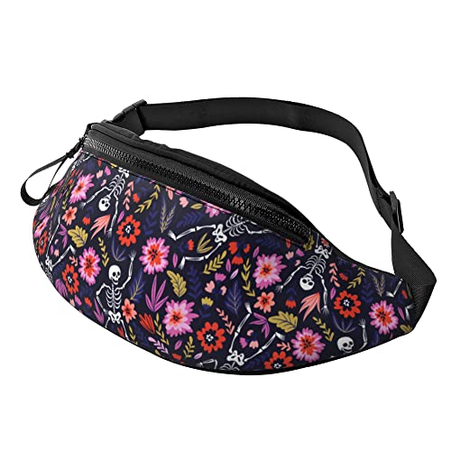 Damen Bauchtasche Tanzende Skelette Blume, Gurttasche Mode Hüfttaschen Atmungsaktiv Umhängetaschen Für Running Outdoor Spazieren Damen Bauchtasche Tanzende Skelette Blume, Gurttasche Mode Hüfttaschen Atmungsaktiv Umhängetaschen Für Running Outdoor Spazieren von Generic