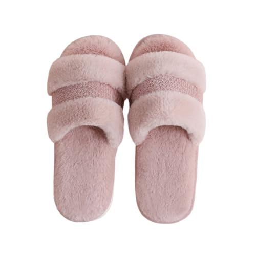 Damen Baumwoll Hausschuh Warm Cosy Herren Innen rutschfeste Fleece Futter Pantoffeln 40-41 EU,Rosa von Generic