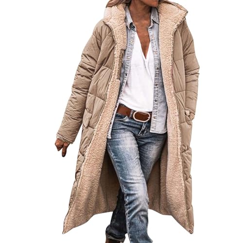 Damen Baumwollmantel, warme Winterjacke mit Kapuze Nackenschutz Lange Ärmel Taschen Reißverschluss mittellang einfarbig Winddicht Oversize Casual ReißVerschluss Sweatshirt Damen Baumwollmantel, warme Winterjacke mit Kapuze Nackenschutz Lange Ärmel Taschen Reißverschluss mittellang einfarbig Winddicht Oversize Casual ReißVerschluss Sweatshirt von Generic