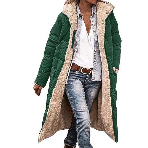 Damen Baumwollmantel, warme Winterjacke mit Kapuze Nackenschutz Lange Ärmel Taschen Reißverschluss mittellang einfarbig Winddicht Oversize Casual ReißVerschluss Sweatshirt von Generic