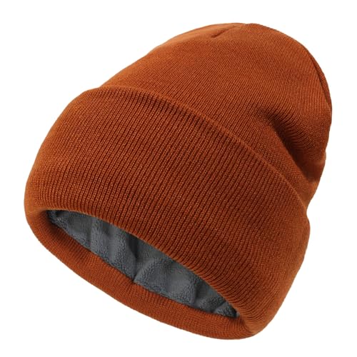 Damen Beanie Mütze Warme Wintermütze mit Weichem Satin Gefütterte Slouchy Stretchy Strickmütze Schützen Frisur Feinstrick Mütze Winddicht Cuffed Plain Skull Hat Unisex von Generic