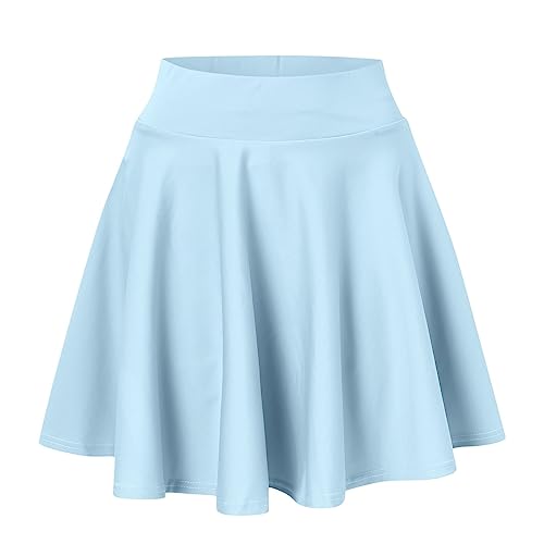 Damen Beiläufig Elastische Taille A Linie Faltenrock Basic Solide Vielseitige Dehnbar Informell Mini Skater Rock Mädchen Glocken Tennis Rock von Generic