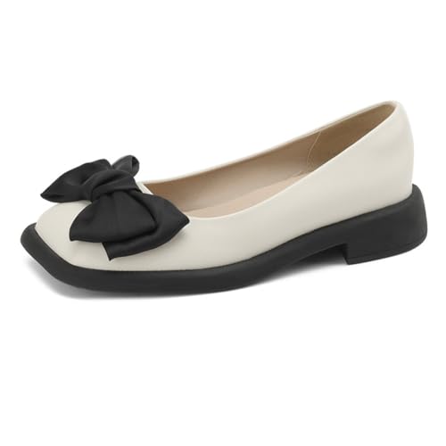 Damen Bequemer Slip-On Casual Fliege Loafer Quadratisch Geschlossene Zehenpartie Ballerinas Weiche Unterstützung Tägliche Wanderschuhe,Weiß,38 EU Damen Bequemer Slip-On Casual Fliege Loafer Quadratisch Geschlossene Zehenpartie Ballerinas Weiche Unterstützung Tägliche Wanderschuhe,Weiß,38 EU von Generic