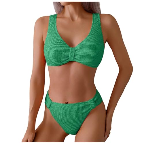 Damen Bikini Set V Ausschnitt Neckholder Wickeloptik High Waist Bikini Bademode Blumenmuster Zweiteiliger Badeanzug Swimsuit Bikini Set Triangel Breites Unterbrustband Bademode Zweiteiliger Badeanzug von Generic
