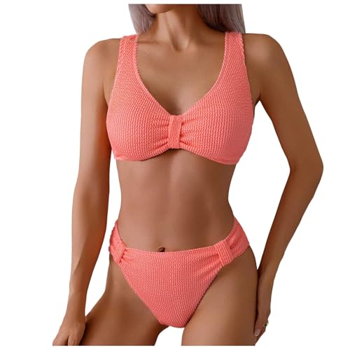 Damen Bikini Set V Ausschnitt Neckholder Wickeloptik High Waist Bikini Bademode Blumenmuster Zweiteiliger Badeanzug Swimsuit Bikini Set Triangel Breites Unterbrustband Bademode Zweiteiliger Badeanzug von Generic
