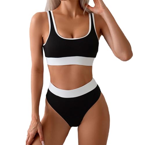 Damen Bikini Set V Ausschnitt Überkreuztes Blumenmuster Bikini Bikini Bauchweg Geteilter High Waist Bikini Damen Set Push Up Strandbikini Triangel Breites Swimsuit von Generic