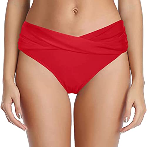 Damen Bikinihose Retro Ruched Bauchweg Klassisch Schwarze Badehose Strandhose Grosse Grössen für Frauen Elegant Lässige von Generic