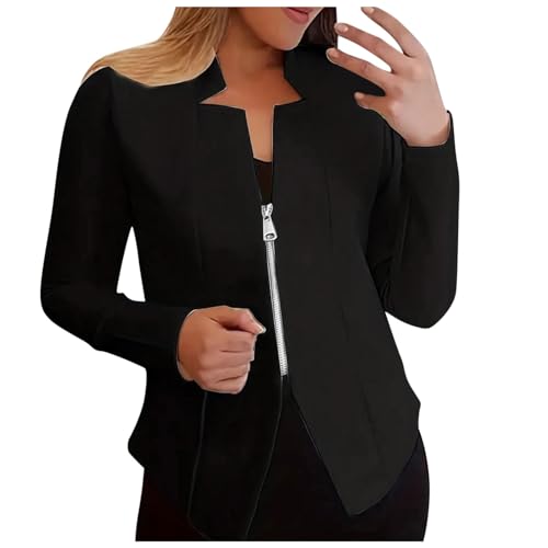 Damen Blazer Elegant Anzugjacke Mantel mit Knopfleiste Lang Slim Fit Freizeit Stehkragen -Strickjacke Winterjacke Mantel Freizeit Slim Anzugjacken Geschäft Blazer von Generic