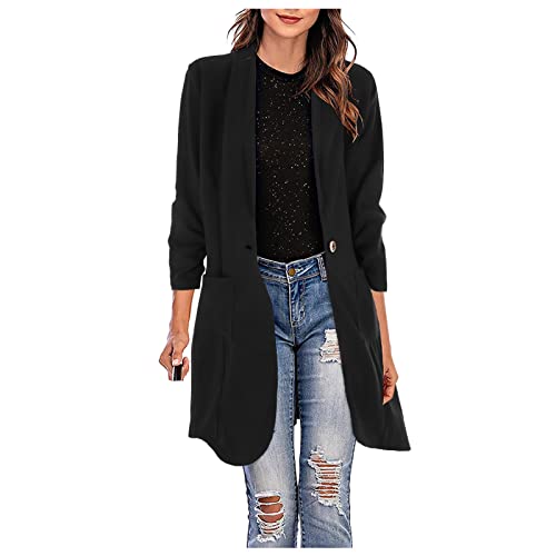 Damen Blazer Elegant Lang Damen Blazer Elegant Einfarbig Outwear Geschäft Büro Bolero Jacke Sweatshirt Jacke Damen Regenjacke Damen Leicht von Generic