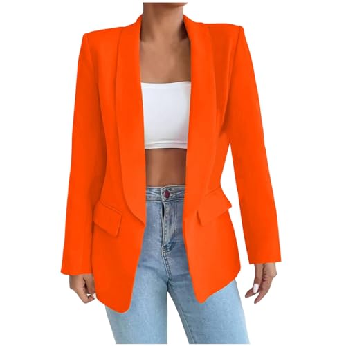 Damen Blazer Elegant Sportlich - Longblazer Mit Knöpfen, Einfarbig, Für Geschäft Und Büro - Oversize Dünn Leicht Mantel Anzugjacke Für Arbeit von Generic