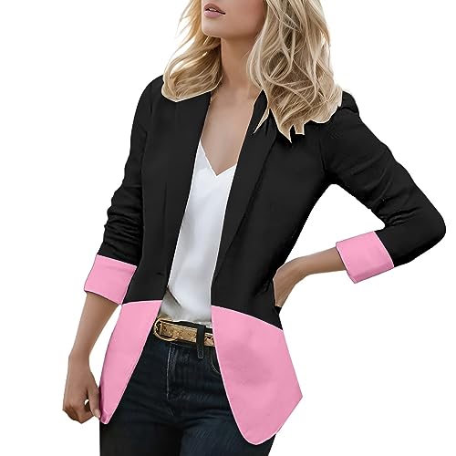 Damen Blazer Elegant Strickjacke Büro Blazer,Blazer Strukturmuster,Wollblazer Grau,Bomberjacken Leder,Oversize Blazer Beige,Schwarzer Kurzblazer Damen,Jersey Blazer Damen Schwarz von Generic