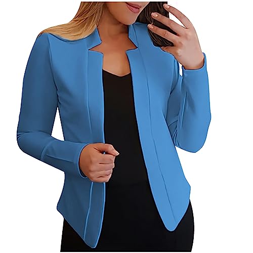 Damen Blazer Sportlich Elegant Anzugjacke mit Kerbkragen Einfarbig Strickjacke Anzugjacke Bolerojacke Business Büro Jacke Blazerjacke Wintermantel Offener Vorderseite Kurzblazer Frauen Cardigan Mantel von Generic