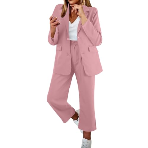 Damen Blazer Zweiteiler Anzug Set Anzugjacke Mit Hose,Bomberjacken Grau,Blazer Mit Offenen Ärmeln,Boucle Longblazer Damen,Blazer Mit Shorts Damen,Hosenanzug Mit Longblazer von Generic