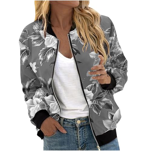Damen Blouson Damen Bomberjacke Jeansjacke Damen Lang Strickjacke Damen Grau Shirt Only Damen Leichte Sommerjacke Damenjacke Jacket Damen Sommer von Generic