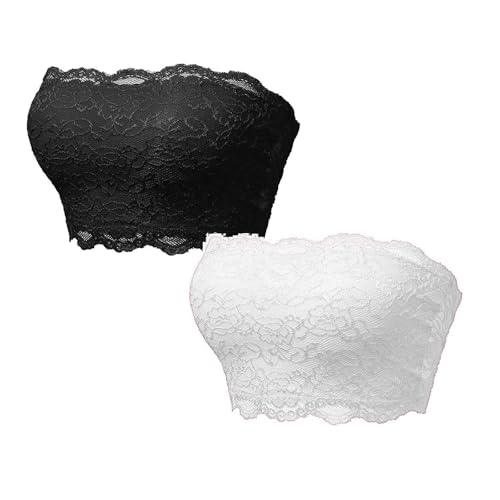 Damen Blumen Lace Tube Top BH Bandeau Trägerlos BH Nahtlose Dehnbar Brust Wickeln Comfort BH von Generic