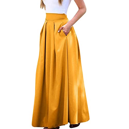 Damen Bodenlanges Kleid A Linie Solid vielseitige Maxi Langer Rock hohe Taille Pailettenrock Damen Für Elegant Retro Maxirock Schicht Tüll Rock,Es Wird empfohlen, eine Nummer größer zu kaufen von Generic