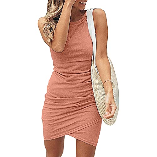 Damen Bodycon Kleid Kurz Enges Wickelkleid Kurzarm Sommerkleid Mini T Shirt Kleid Sexy Elegant Kleid Vintage Boho Strandkleider von Generic