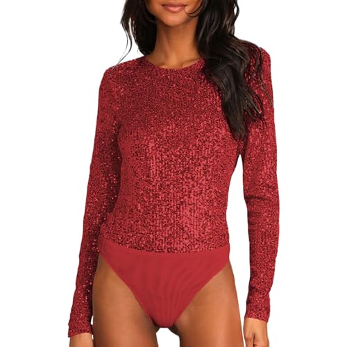 Damen Bodys Sexy Langarm Pailletten Jumpsuit Body Shaper mit Tanga Designfür Ballett Disko Kostüm Fasching-Schwarz, Gold Damen Bodys Sexy Langarm Pailletten Jumpsuit Body Shaper mit Tanga Designfür Ballett Disko Kostüm Fasching-Schwarz, Gold von Generic