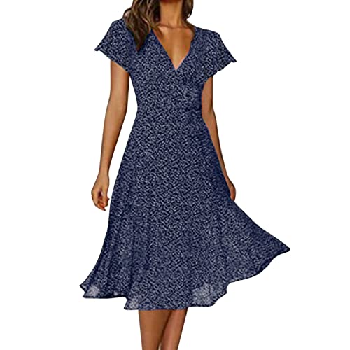 Damen Boho Sommerkleid Elegant Freizeitkleid Strandkleid,Blümchen Kleid,Midi Kleider Für Kleine Frauen,Cocktail Kleid,Sommerkleid Gestreift,Lange Baumwollkleider,Lange Schlichte Kleider von Generic