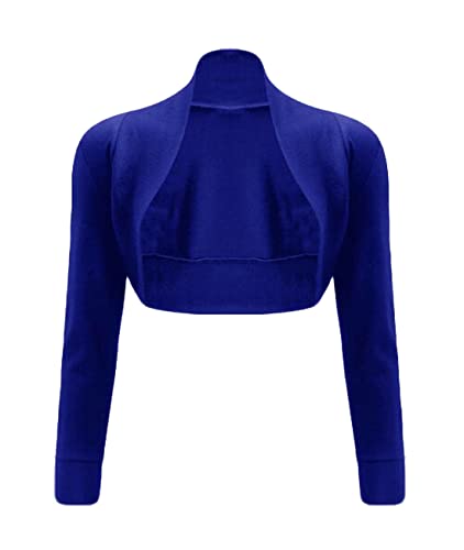 Damen Bolero/Bolero/Crop-Top mit langen Ärmeln, offener Cardigan, Größe 36-54, Schwarz Gr. 50 DE/52 DE/XXL/3XL, königsblau von Generic