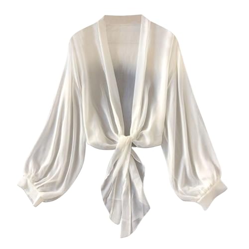 Damen Bolero Chiffon Cardigan Elegant Langarm Strickjacke Dünne Sommer Bolerojacke Boho Sommerjacke für Party Strand Damen Bolero Chiffon Cardigan Elegant Langarm Strickjacke Dünne Sommer Bolerojacke Boho Sommerjacke für Party Strand von Generic