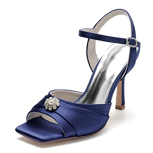 Damen Bridal Peeptoes Absatz Hochzeit Stiletto High Heels Party Kleid High Heels Sandaletten 9.5 cm,Dark Blue,39 EU Damen Bridal Peeptoes Absatz Hochzeit Stiletto High Heels Party Kleid High Heels Sandaletten 9.5 cm,Dark Blue,39 EU von Generic