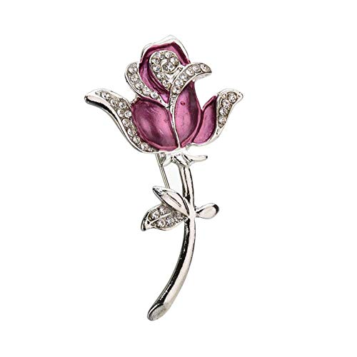 Damen-Brosche, Kristall, Rose, Blume, Brautschmuck, Hochzeitsschmuck, bedeckt, Schal, Clip, für Frauen, 3,3 x 5,5 cm, robust und praktisch von Generic