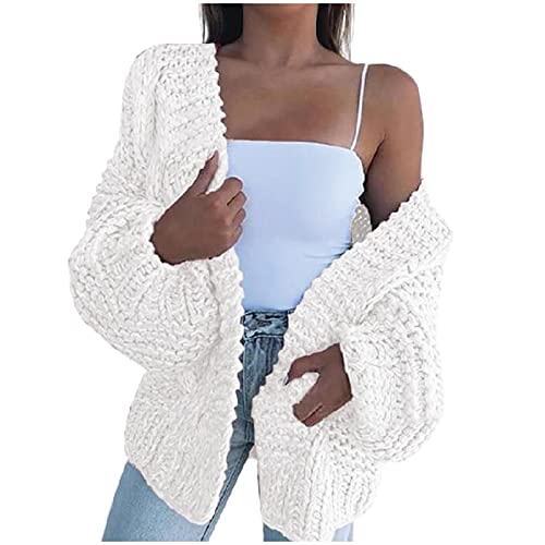 Damen Cardigan Strickmantel Herbst Winter Langärmelige Offene Vorderseite Gestrickt Grobstrickjacke Cardigan Strickweste Langarm Longstrickjacke Wintermantel von Generic