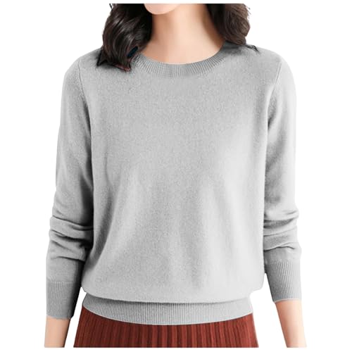 Damen Cashmere Pullover Strickpullover Dünne Wollpullover Elegant Pulli Langarm Rundhals Sweater Winterpullover Warm Gestrickte Oberteile Tops Strickpulli Jumpers Herbst Winter Outfit Damenmode von Generic