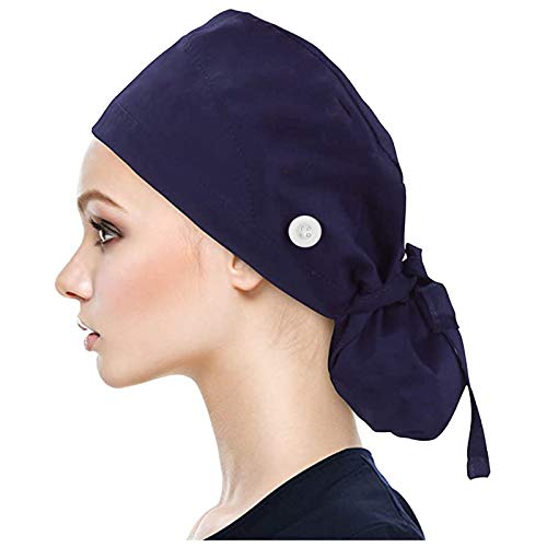 Damen Chemo Hut OP Haube Vorgebundene Motorhaube Leichte Beanie Mütze Haarausfall-Hut Solid Color Hijab Mütze mit Tie Back Staubhauben Kappe von Generic