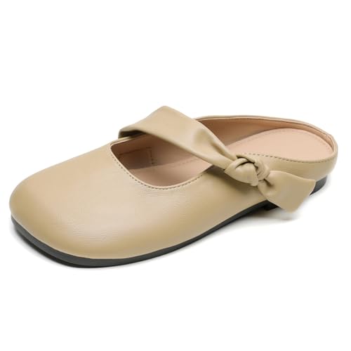 Damen Clogs Aus Kunstleder Mit Schleife Mules Slip On Ballerinas Korkbett Sandalen Slides Kartoffelschuhe Mit Fußgewölbe Unterstützung,Braun,39 EU von MiaZane